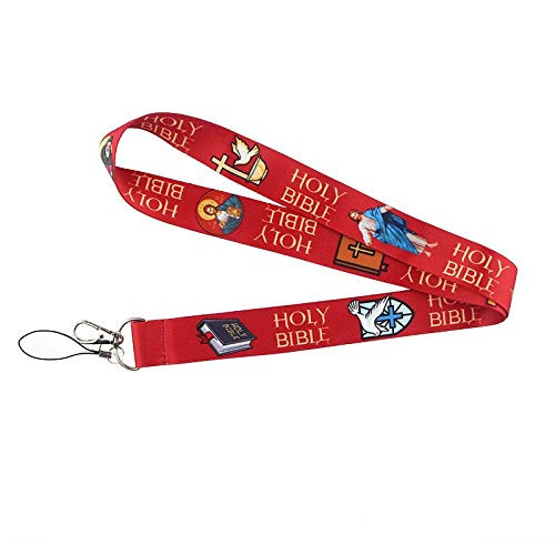 Anime Source Christian Jesus Holy Bible Christianity Red Lanyard Keychain ID Badge Holder Mobile Phone Christ