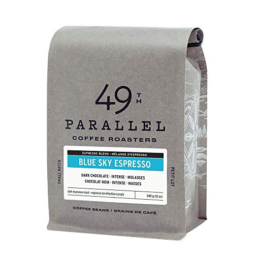 49th Parallel Coffee Roasters  Blue Sky Espresso Whole Beans - Gourmet Dark Roast Coffee, 12oz