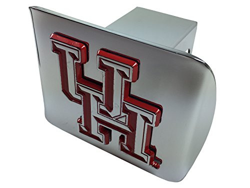 University of Houston METAL emblem (chrome with red trim) on chrome METAL Hitch Cover University of Houston METAL emblem (chrome with red trim) on chrome METAL Hitch Cover