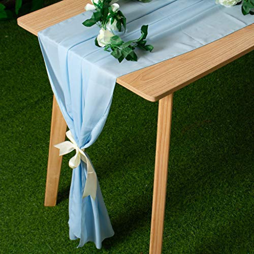 AMZLOKAE Chiffon Table Runner 29x120-Inch Baby Blue Table Runners Chiffon Overlay Weddings Runner Sheer Chiffon Fabric for Party Decor (1, Blue)