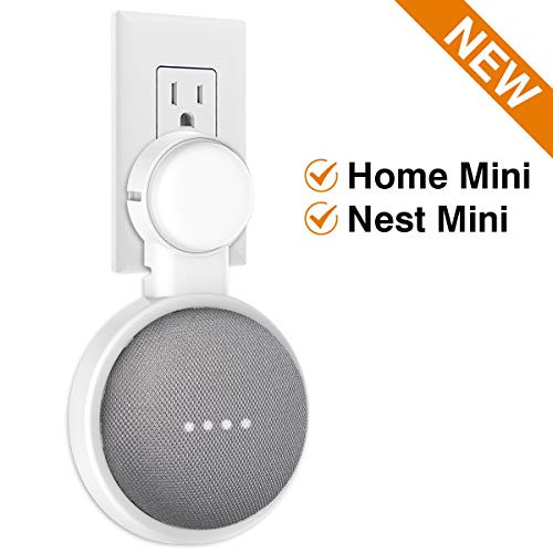 HomeMount Wall Mount for Google Home Mini or Google Nest Mini (2nd Gen),Space-Saving Outlet Holder Accessories for Google Mini Voice Assistant (White)