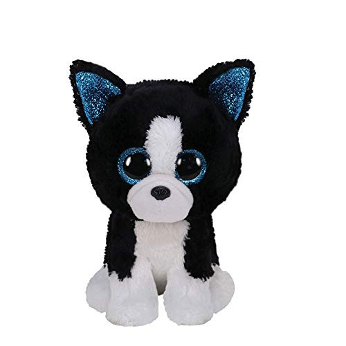 Claire's Official Ty Beanie Boo Baxter The Dog Soft Plush Toy for Girls, Black with White, Small, 6 Inches