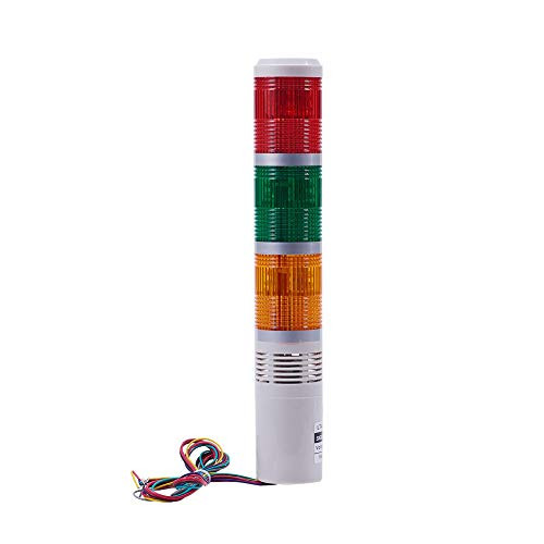Othmro DC 220V 3W Industrial Red Green Yellow Signal Tower Lamp Warning Stack Light TB50-3W-D-J Decibel:90db 1pcs