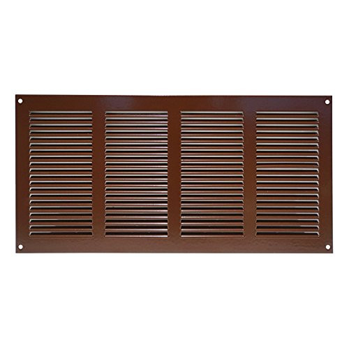 Brown 14"w X 6"h Steel Vent Cover with Insects Screen - Sidewall and Ceiling - Outside Dimensions: 15.75"w X 7.87"h