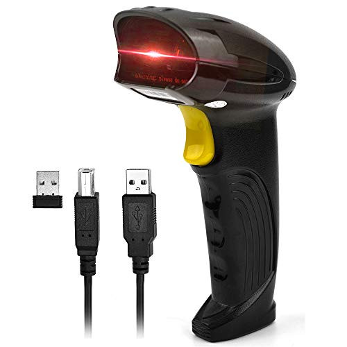 Barcode Scanner Wireless, USB Quick Laser Barcode Scanner Reader Handheld Barcode Reader Scanner for Computer, Library Book, Supermarket, Convenience Store, Warehouse Inventory, Store