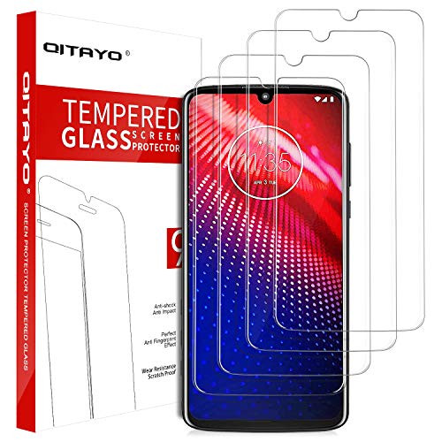 [4 Pack] QITAYO Screen Protector for Motorola Moto Z4, HD-Clear [Bubble-Free][Case Friendly] Tempered Glass Screen Protector Compatible with Moto Z4