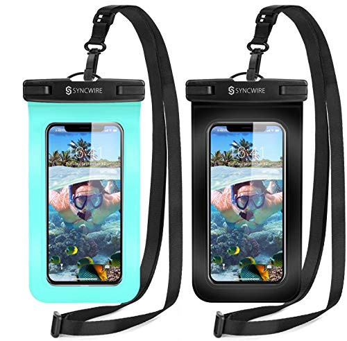 Syncwire Waterproof Phone Pouch [2-Pack] - Universal IPX8 Waterproof Phone Case Dry Bag with Lanyard Compatible with iPhone 11 Pro XS MAX XR X 8 7 6 Plus SE 5s Samsung S10+ and More Up to 7 Inches