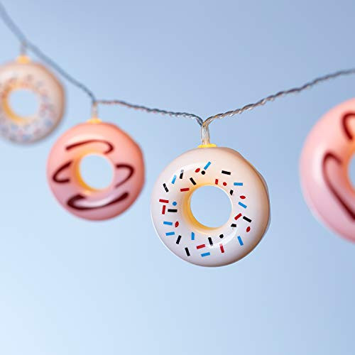 Lights4fun, Inc. 10 Pink & White Donut Battery Operated LED Indoor Party String Lights Lights4fun, Inc. 10 Pink & White Donut Battery Operated LED Indoor Party String Lights