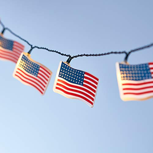 Lights4fun, Inc. 10 American Flag Battery Operated Indoor & Outdoor LED String Lights Lights4fun, Inc. 10 American Flag Battery Operated Indoor & Outdoor LED String Lights