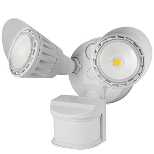 Sunlite 88918-SU LED Dual Head Outdoor Security Light with Motion Sensor and Photocell, White, Warm White, 1800 Lumen