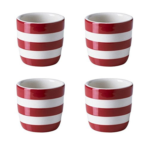 Cornishware Red and White Stripe Stoneware Set of 4 Egg Cups
