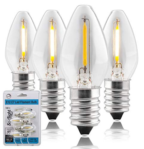 LED Night Light Bulb  C7 E12 LED Bulbs  Candelabra Light Bulbs, 1 Watt Equivalent 10W Incandescent Bulb, Warm White 2700K, Lead Free Base, Window Candles & Chandeliers Replacement Bulb, 4 Pack
