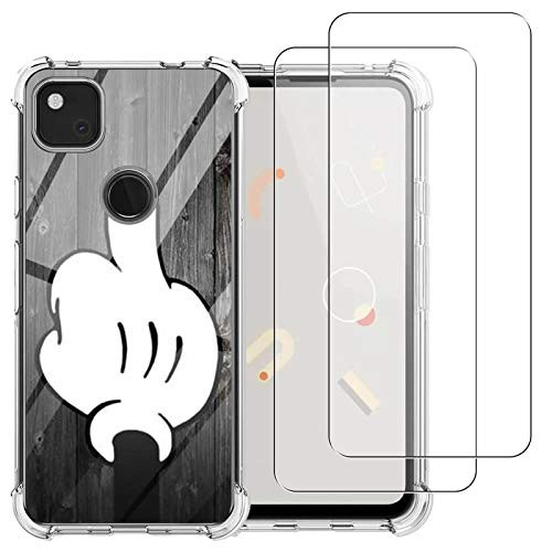 Pixel 4a Case,Google Pixel 4a Case with Tempered Glass Screen Protector [2 Pack] Premium Clear Soft TPU Shockproof Protective Phone Case Cover for Google Pixel 4a - Crystal Clear