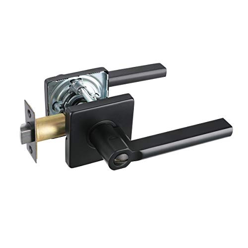 Heavy Duty Privacy Lever Door Handle Privacy Lever Door Handle Left or Right Handing, Iron Black Finished for Bathroom and Bedroom