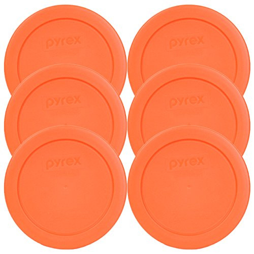 Pyrex 7200-PC Round 2 Cup Storage Lid for Glass Bowls (6, Orange)