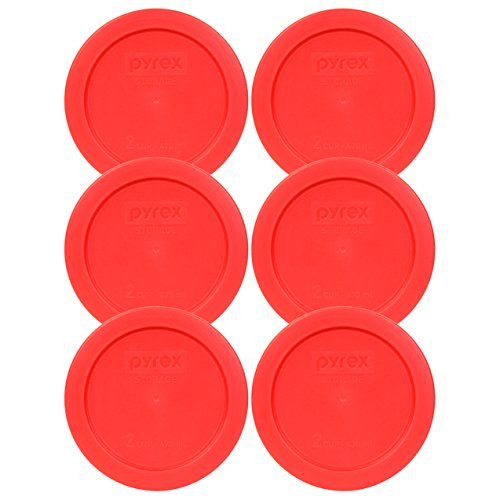 Pyrex 7200-PC Red Round 2 Cup Storage Lid for Glass Bowl (6, Red)