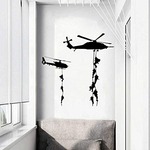 Helicopter Army Soldier Wall Stickers Vinyl Wall Art Decals for Kids Teens Boys Men Military Fans Bedroom Home Decoration (Helicopter) Helicopter Army Soldier Wall Stickers Vinyl Wall Art Decals for Kids Teens Boys Men Military Fans Bedroom Home Decoration (Helicopter)