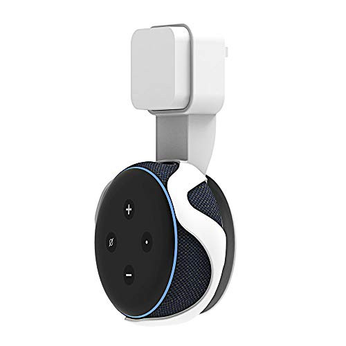 OkeMeeo Outlet Wall Mount Holder for Echo Dot 3rd Gen, A Space-Saving Accessory for Your Smart Home Speakers with Cable Management, White