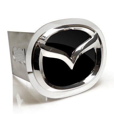 Mazda 3D Black Infill Chrome Logo Tow Hitch Cover, Official Licensed