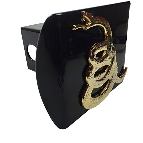 Don't Tread On Me Gadsden Flag Silver Gold Snake METAL on METAL Black Hitch Cover