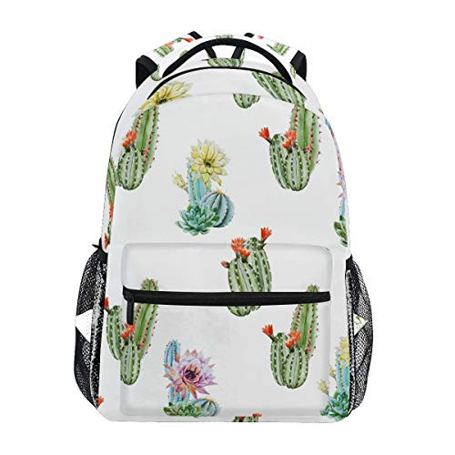 TropicalLife Watercolor Tropical Cactus Backpacks School Bookbag Shoulder Backpack Hiking Travel Daypack Casual Bags