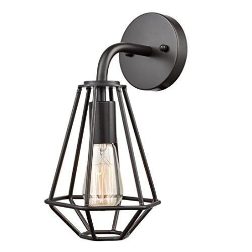 EUL Industrial Cage Wall Sconce Wire Cage Wall Lighting Fixture Metal Sconce 1 Light, Oil Rubbed Bronze