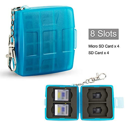 Micro SD Card Case and SD Card Holder, Anti-Dust Crush Resistance, Memory Card Organizer Carrying Box for 4 SDHC SDXC Cards and 4 TF MSD Cards