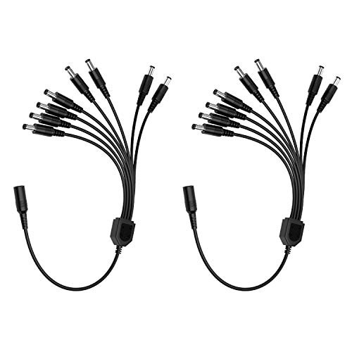 ZOSI 2Pack DC 1 Female to 8 Male Output Power Splitter Cable 8 Way Y Splitter Adapter Wire for CCTV Security Cameras