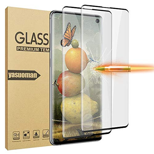 GBBC Glass Screen Protector for Samsung Galaxy S10, 2 Pieces Tempered Glass 3D Full Coverage Support Fingerprint Sensor HD Clear Screen Protector for S10 (S10 5G, 6.1 inch)