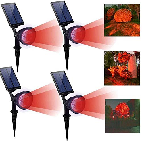 KOMAES Solar Spotlights Outdoor, Waterproof Solar Security Landscape Lights, Adjustable Solar Garden Light with Auto On/Off for Yard Driveway Pathway Pool Patior Garden, Walkways (RED-4 Packs) KOMAES Solar Spotlights Outdoor, Waterproof Solar Security Landscape Lights, Adjustable Solar Garden Light with Auto On/Off for Yard Driveway Pathway Pool Patior Garden, Walkways (RED-4 Packs)
