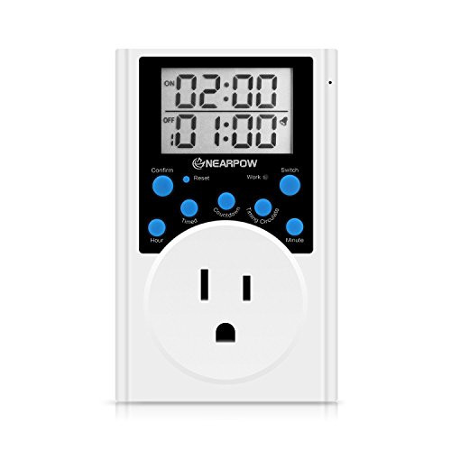 Timer Outlet, Nearpow Multifunctional Infinite Cycle Programmable Plug-in Digital Timer Switch with 3-Prong Outlet for Appliances, 15A/1800W