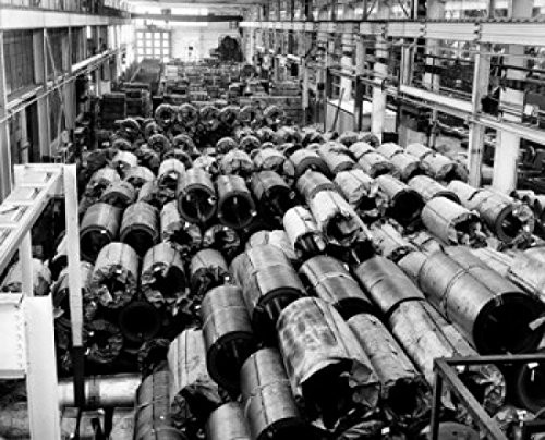 Posterazzi High angle view of rolls of steel in a warehouse Poster Print, (18 x 24)