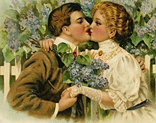 Posterazzi Kissing Couple ca. 1900 Nostalgia cards Color lithograph Poster Print, (18 x 24)