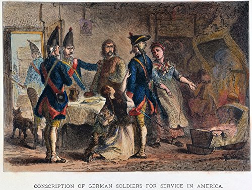 Hessians Conscription Nthe Conscription Of Hessians For Service Alongside The British Forces During The American Revolutionary War Color Engraving 19Th Century Poster Print by (18 x 24)