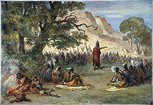 Chief Pontiac (D1769) Namerican Ottowa Indian Chief Chief Pontiac In War Council In 1763 Color Engraving 19Th Century Poster Print by (18 x 24) Chief Pontiac (D1769) Namerican Ottowa Indian Chief Chief Pontiac In War Council In 1763 Color Engraving 19Th Century Poster Print by (18 x 24)