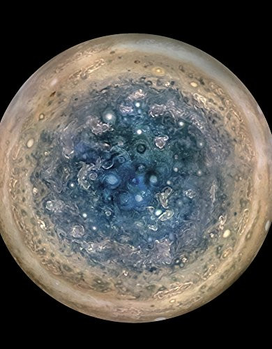 Enhanced color view of planet Jupiters south pole with oval storms dotted across the landscape Poster Print by Stocktrek Images (11 x 17)