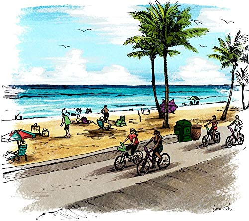 Posterazzi Collection Boardwalk Scene in Color I Poster Print by Lanie Loreth (12 x 12)