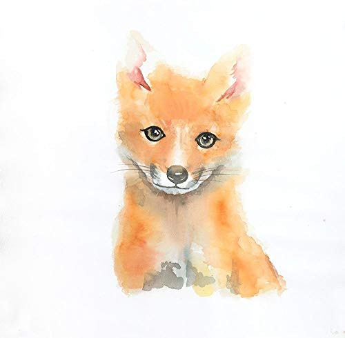 Posterazzi Collection Watercolor Smiling Fox Poster Print by Atelier B Art Studio (24 x 24)