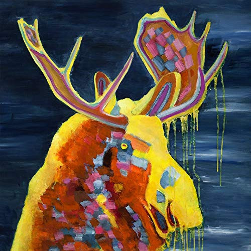 Posterazzi Collection Color Splashing Moose Poster Print by Atelier B Art Studio (12 x 12)