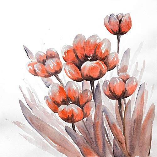 Posterazzi Collection Watercolor RED Flowers Poster Print by Atelier B Art Studio (12 x 12)