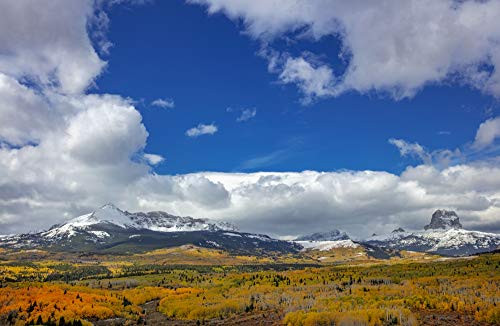 Posterazzi PDDUS27CHA4134 Peak Fall Color in Aspen Groves Below Yellow and Chief Mountains in Glacier National Park, Montana Photo Print, 18 x 24, Multi