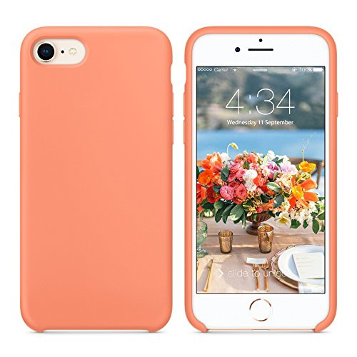 SURPHY Silicone Case for iPhone SE Case 2020, for iPhone 8 Case iPhone 7 Case, Liquid Silicone Phone Case (with Microfiber Lining) for iPhone 7 iPhone 8 iPhone SE 2nd 4.7" (Peach)
