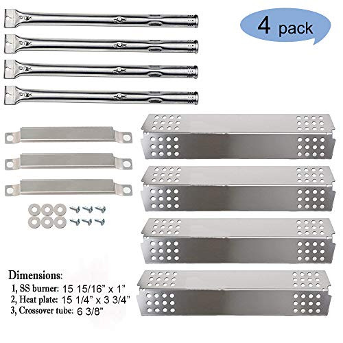 LXhouse Gas Grill Replacement Parts Kit Stainless Steel Burner, Heat Plate, Carry Over Tube for Charbroil 4 Burner 463241113, 463449914 Grill Model(Repair Kit) LXhouse Gas Grill Replacement Parts Kit Stainless Steel Burner, Heat Plate, Carry Over Tube for Charbroil 4 Burner 463241113, 463449914 Grill Model(Repair Kit)