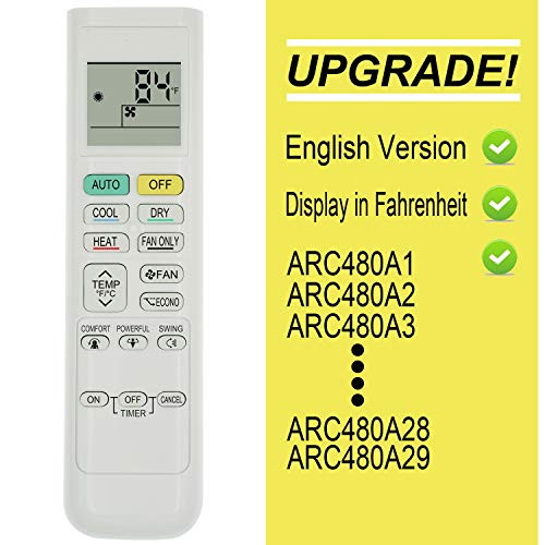 Replacement for Daikin Air Conditioner Remote Control FTK09NMVJU FTX09NMVJU FTK12NMVJU FTX12NMVJU FTK18NMVJU FTX18NMVJU FTK24NMVJU FTX24NMVJU English Version Display in Fahrenheit