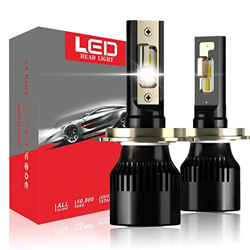 H4 LED Car headlight Bulbs, 60W 10000 Lumens Super Bright LED Headlights Conversion Kit 6500K Cool White IP68 Waterproof