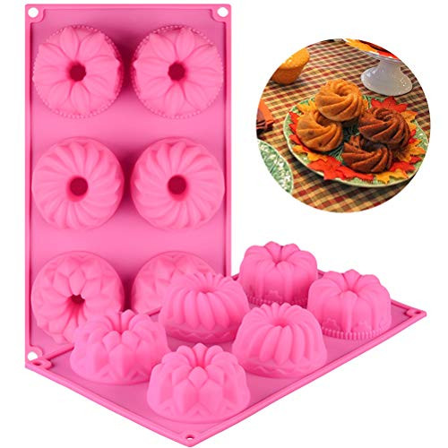 WENTS Fancy Fluted Tube Cake Pan Non-stick Silicone Mini Tube Cake Baking Pan Kugelhopf Cake Mold Pack of 2