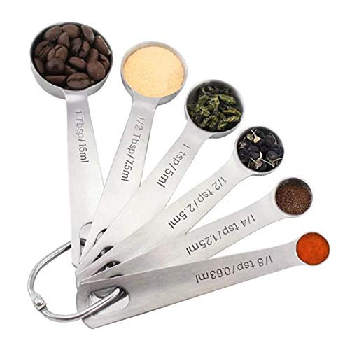6 pcs/set Measuring Spoons Stainless Steel Seasoning Coffee Tea Measuring Spoons With Scale Bakery Tool Kitchen Supplie