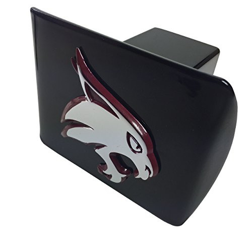 Texas State Bobcats METAL emblem (maroon trim) on black METAL Hitch Cover Texas State Bobcats METAL emblem (maroon trim) on black METAL Hitch Cover