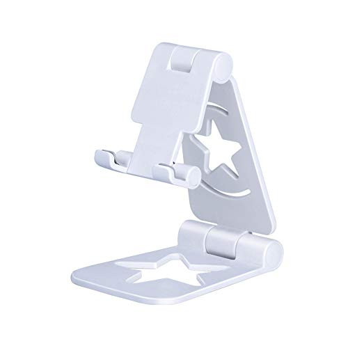 MYLB Phone Stand for Desk - Foldable Tablet Stand Multi-Angle Pocket Desktop Holder Cradle (White)