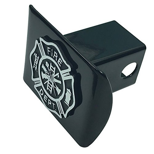 Support Firefighters METAL emblem (chrome & black) on black METAL Hitch Cover Fire Support Firefighters METAL emblem (chrome & black) on black METAL Hitch Cover Fire